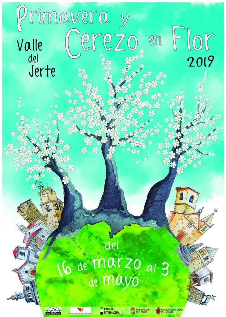 Cartel Primavera y cerezo en flor 2019