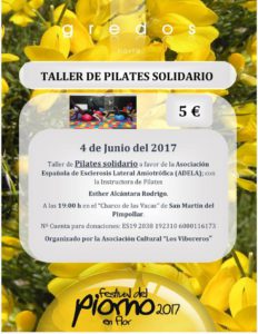 Taller de Pilates Solidario a favor de la Asociación Española de Esclerosis Lateral Amiotrófica (ADELA): en San Martín del Pimpollar el 4 de junio